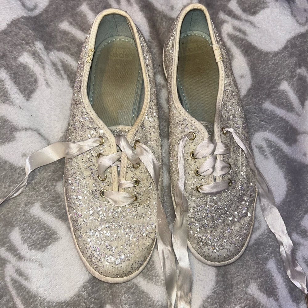Keds X Kate Spade New York Champion Silver Glitter Sneakers